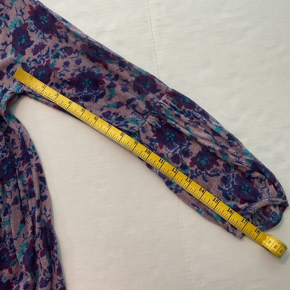 Free People Purple Floral Blouse‎ with Orange Accents - Picture 5 of 11